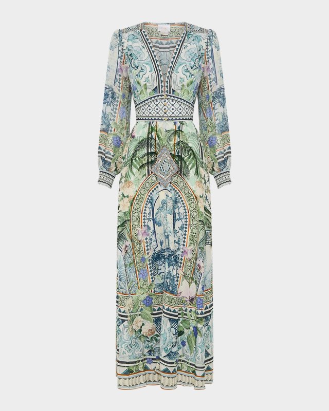 Jardim Party Button-Front Dress with Shaped Waistband